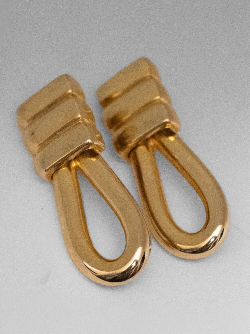 Vintage 80s Gold Tone Statement Earrings Clip On Large Nautical Drop Ear Rings